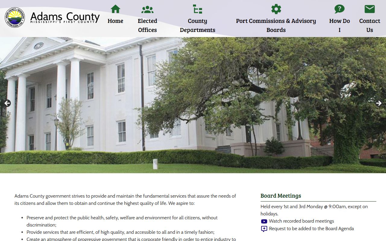 Adams County court records access on the official county homepage