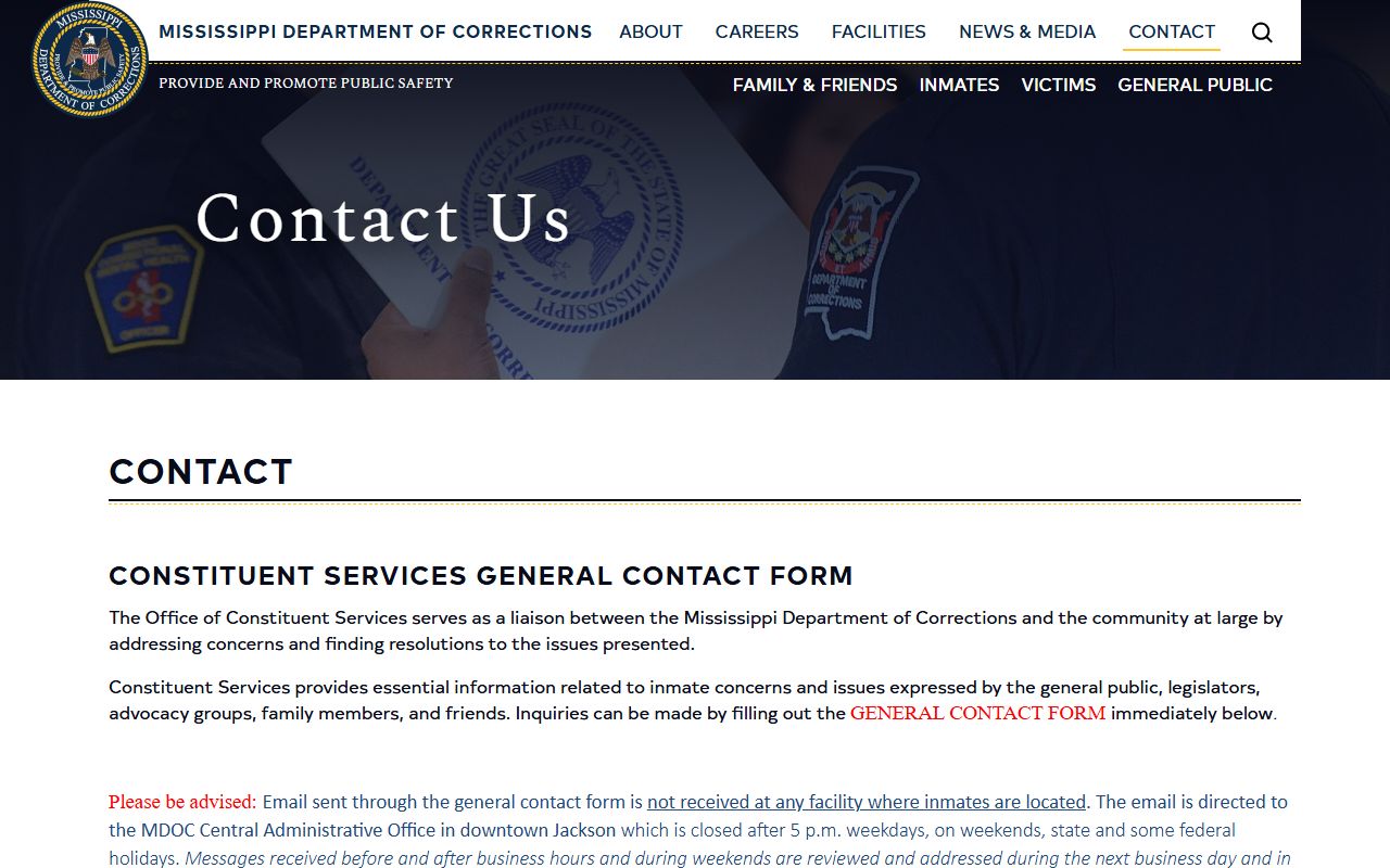 Adams County inmate records MDOC contact directory