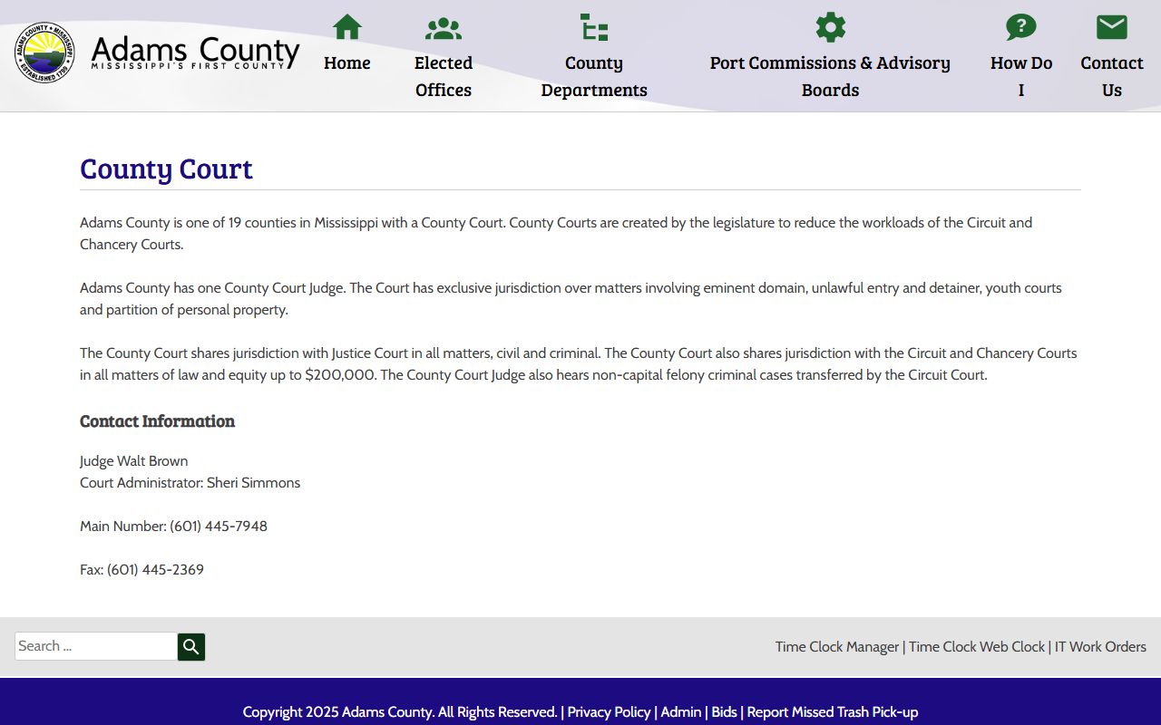 Adams County County Court department page
