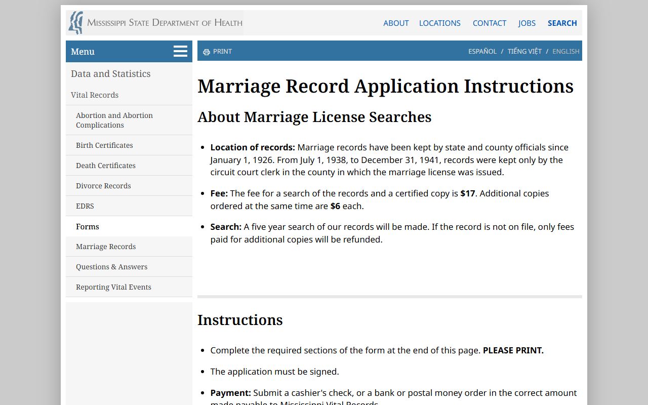 Adams County marriage records fee and application instructions