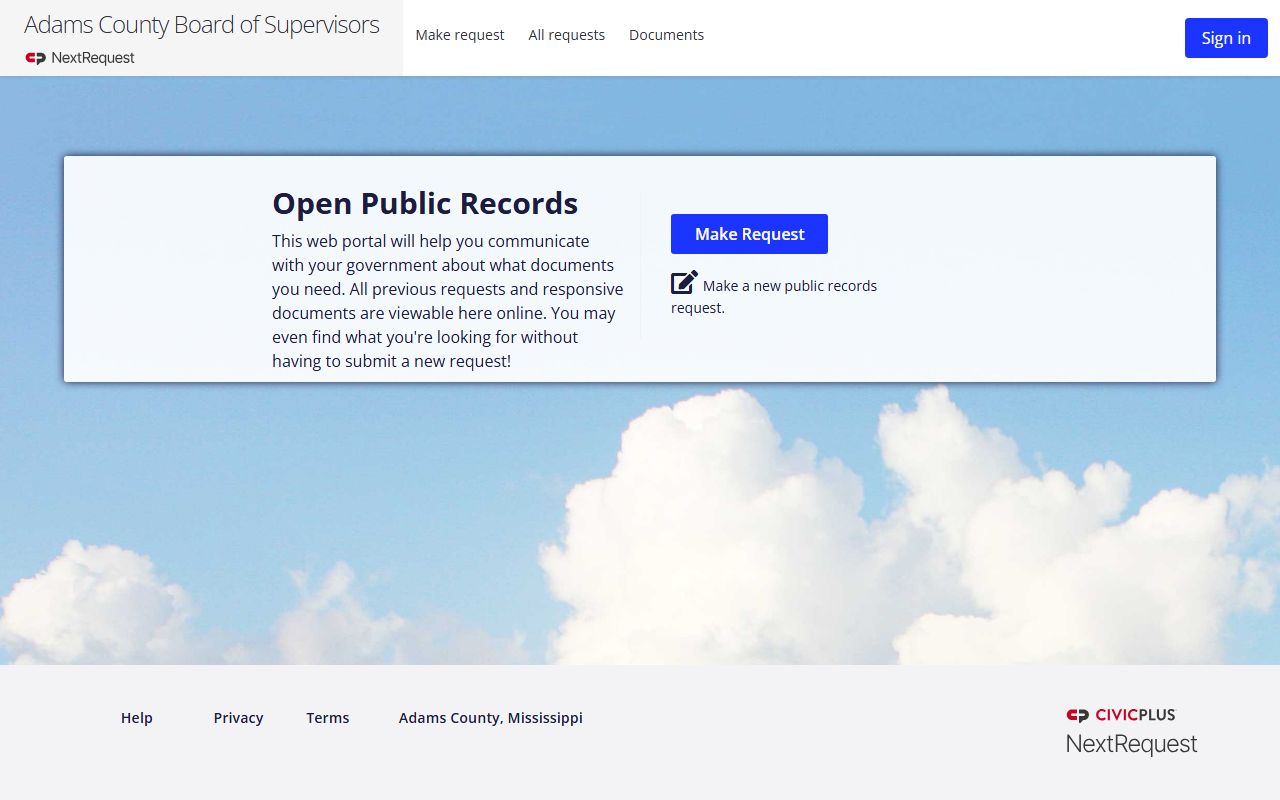Adams County warrant records request through the NextRequest portal
